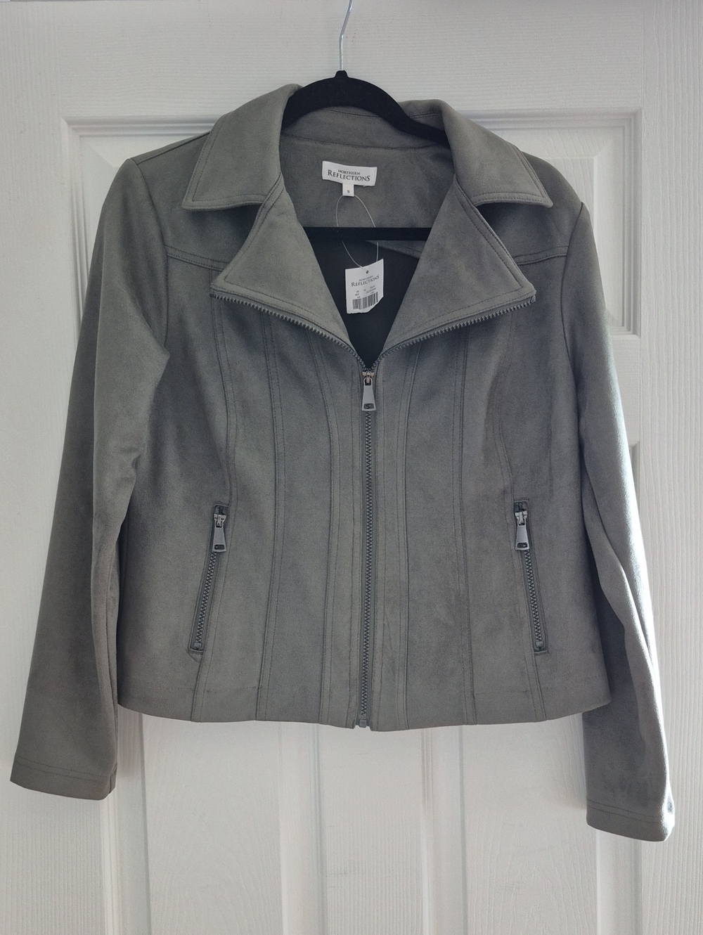 Northern Reflections Light Green Suede Zip Jacket